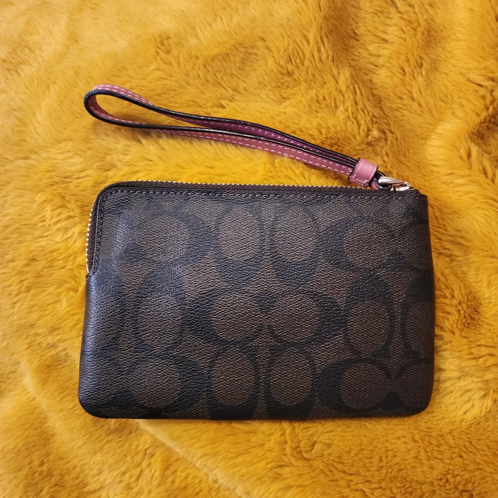 New Coach Brown and Pink Wristlet